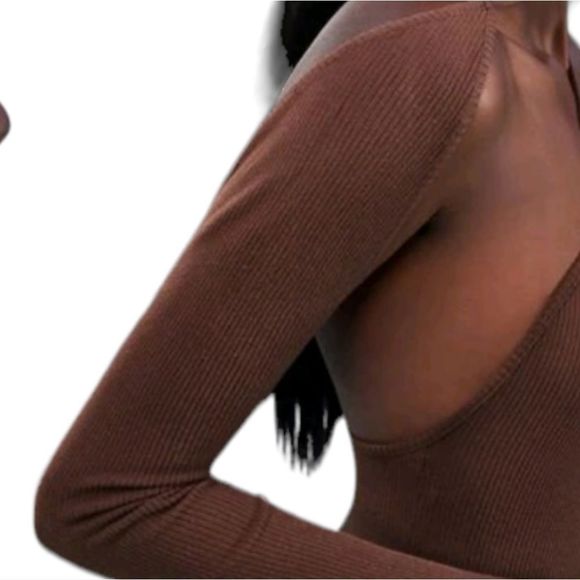 Brown Single Arm Knit Dress - Picture 4 of 5